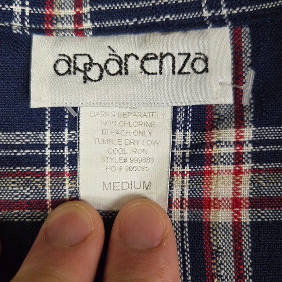 Y2K Navy Red Windowpane Tartan Plaid Boxy Oversized Blazer Jacket Size Medium - Picture 3 of 9